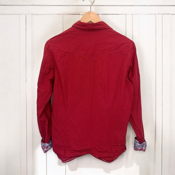 Panhandle Rough Stock Womens Red Western Shirt With Embroidered Yoke & Snap Clos - Picture 5 of 8